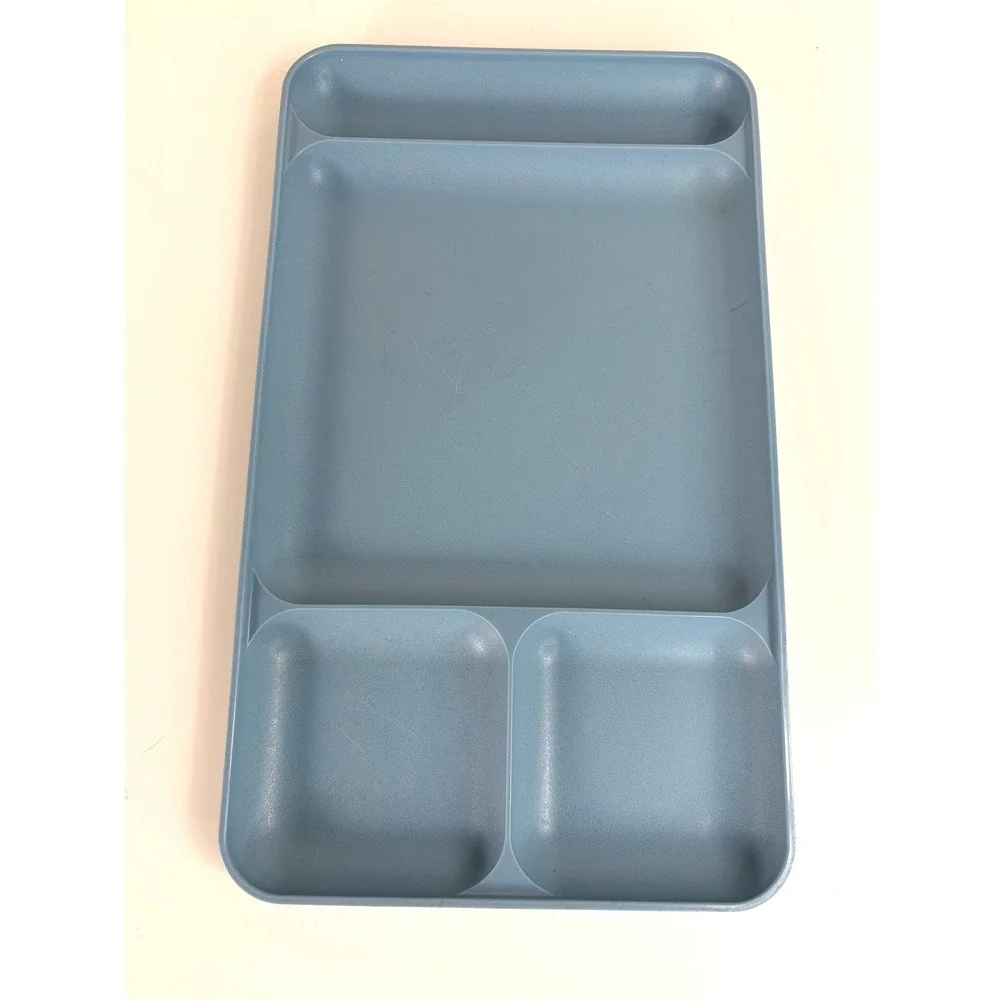 Tupperware Vintage Divided Lunch Dinner Tray Dusty Blue